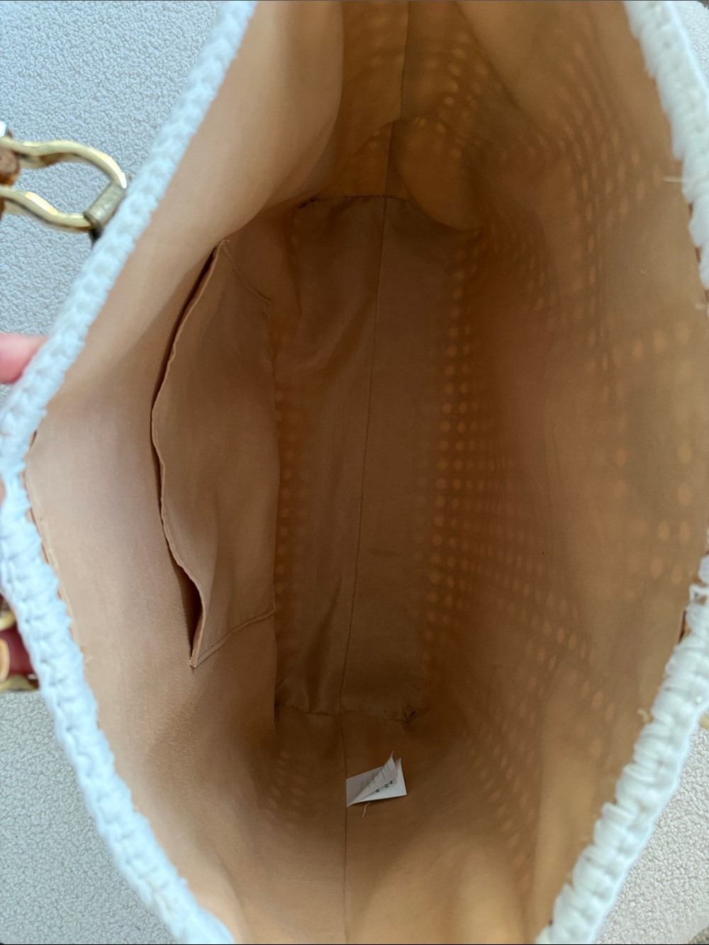 Lilly Pulitzer Graydon Cane Tan Woven Tote with White Trim & Bamboo Handles - Picture 4 of 4